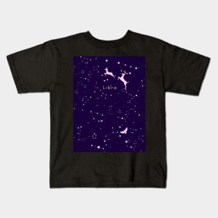 Libra Lavender Zodiac Design - Astrology Night Sky Kids T-Shirt